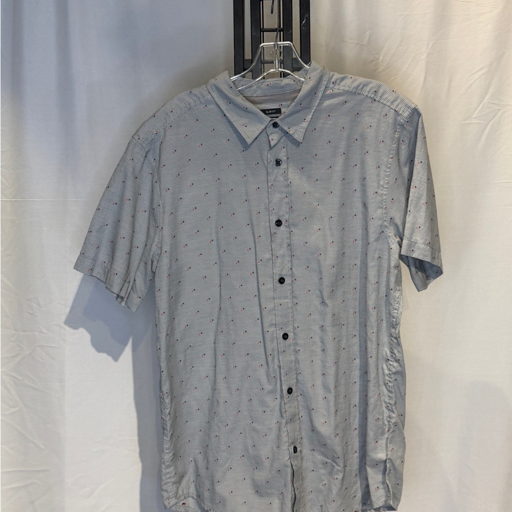 Prana Gray Short Sleeve Button-Down Shirt